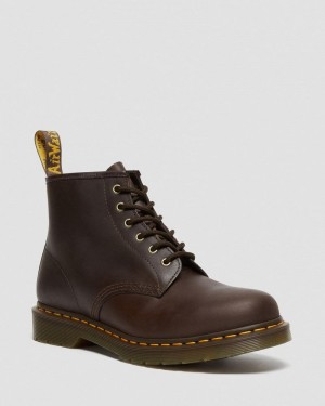 Dr Doc Martens 101 Crazy Horse Cuero Ankle Boots (Crazy Horse) Marrom Oscuro | ST47-M5YB