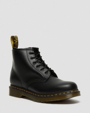 Dr Doc Martens 101 Yellow Stitch Smooth Cuero Ankle Boots (Smooth Cuero) Negros | LU59-K6BZ