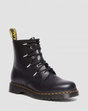 Dr Doc Martens 1460 Alien Hardware Cuero Encaje Up Boots (Danuibo) Negros | SV14-Y7KD