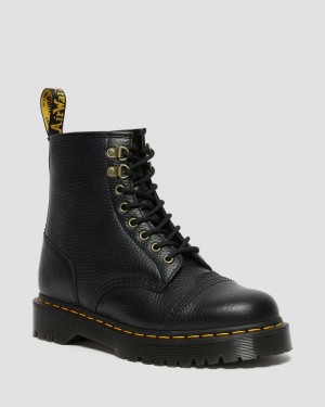 Dr Doc Martens 1460 Bex Fleece-Forro Cuero Encaje Up Boots (Milled Nappa) Negros | CA68-Z3IU