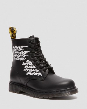 Dr Doc Martens 1460 Futura Embroidered Cuero Encaje Up Boots (Nappa Cuero) Negros | NC54-V1AC