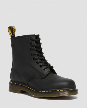 Dr Doc Martens 1460 Greasy Cuero Encaje Up Boots (Greasy) Negros | WB43-I1WO