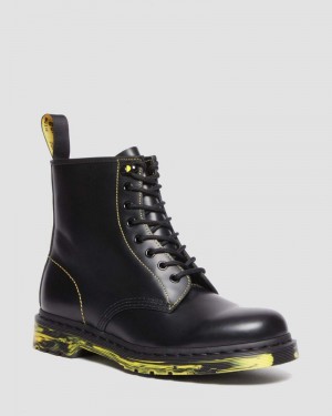 Dr Doc Martens 1460 Marbled Sole Smooth Cuero Encaje Up Boots (Smooth Cuero) Negros | IA92-C7EI