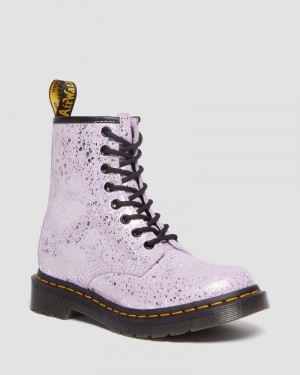 Dr Doc Martens 1460 Metallic Splatter Gamuza Encaje Up Boots (Metallic Paint Splatter Gamuza) Lilac | SA35-H9AL