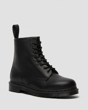 Dr Doc Martens 1460 Mono Smooth Cuero Encaje Up Boots (Smooth Cuero) Negros | SQ75-E1EN