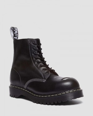 Dr Doc Martens 1460 Pascal Bex Exposed Steel Puntera Encaje Up Boots (Overdrive) Negros | OQ37-E3CM