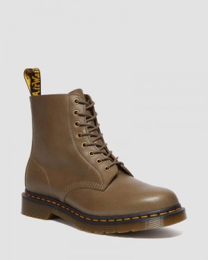 Dr Doc Martens 1460 Pascal Carrara Cuero Encaje Up Boots (Carrara) Verde Oliva | OU49-C1PN