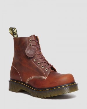 Dr Doc Martens 1460 Pascal Made in England Heritage Cuero Encaje Up Boots Heritage Tan | VL32-K3PX