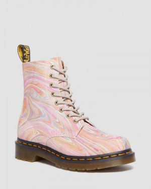 Dr Doc Martens 1460 Pascal Marbled Gamuza Encaje Up Boots (Marbled Gamuza) Rosas Naranjas | FY00-E6LY