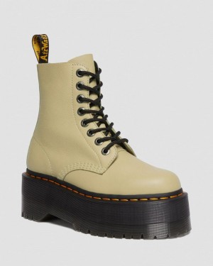 Dr Doc Martens 1460 Pascal Max Cuero Plataforma Boots (Pisa) Verde Oliva | HW48-N3NL