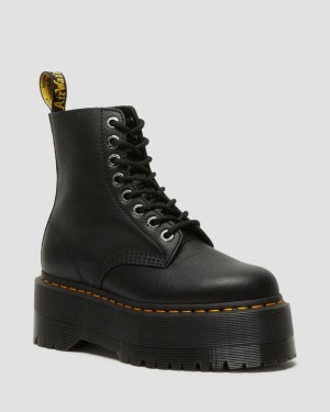 Dr Doc Martens 1460 Pascal Max Cuero Plataforma Boots (Pisa) Negros | TY98-M6QA