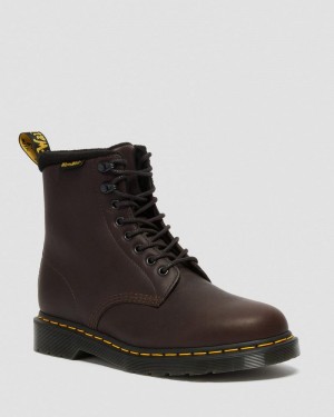 Dr Doc Martens 1460 Pascal Warmwair Cuero Encaje Up Boots (Valor Wp) Marrom Oscuro | WT60-Y7FT