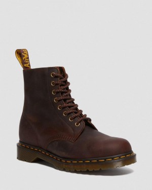 Dr Doc Martens 1460 Pascal Waxed Full Grain Cuero Encaje Up Boots (Waxed Full Grain) Chestnut | XL90-B6AR