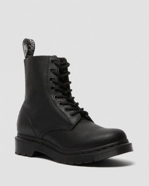 Dr Doc Martens 1460 Pascal - Mono Encaje Up Boots (Virginia) Negros | DN76-L1TN