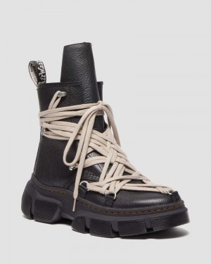 Dr Doc Martens 1460 Rick Owens DMXL Megalace Cuero Encaje Up Boots (Lunar) Negros | MV93-A3BY