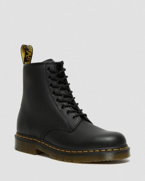 Dr Doc Martens 1460 Slip Resistant Cuero Encaje Up Boots (Industrial Full Grain) Negros | KQ57-K7EE