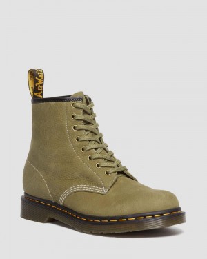 Dr Doc Martens 1460 Tumbled Nubuck Cuero Encaje Up Boots (Tumbled Nubuck) Verde Oliva | ER26-B7OE