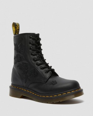 Dr Doc Martens 1460 Vonda Mono - Floral Boots (Softy T) Negros | VJ33-M5NN