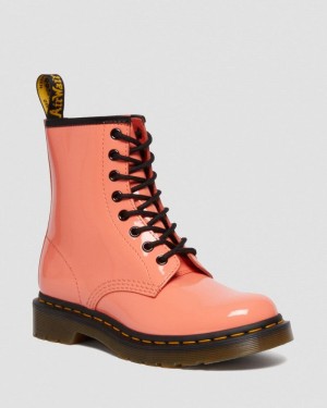 Dr Doc Martens 1460 - Charol Cuero Encaje Up Boots (Charol Cuero) Coral | ZA68-I6WF