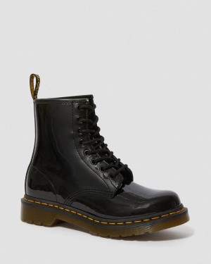 Dr Doc Martens 1460 - Charol Cuero Encaje Up Boots (Charol Cuero) Negros | NN31-C4IC