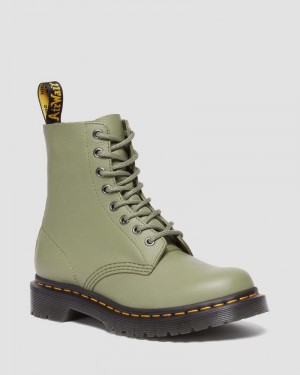 Dr Doc Martens 1460 - Pascal Virginia Cuero Boots (Virginia) Verde Oliva | NV96-J3WR