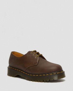 Dr Doc Martens 1461 Bex Crazy Horse Cuero Oxford Shoes (Crazy Horse) Marrom Oscuro | OW83-J2IR