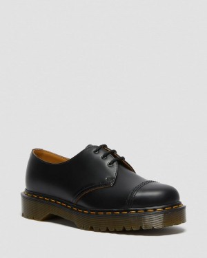 Dr Doc Martens 1461 Bex Made in England Puntera Cap Oxford Shoes (Vintage Smooth) Negros | VQ39-D6CX