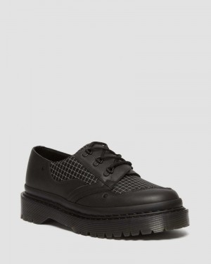 Dr Doc Martens 1461 Bex Ripstop Grid Oxford Shoes (Sorento+Grip Ripstop) Negros Negros Blancos | DT88-C2XM