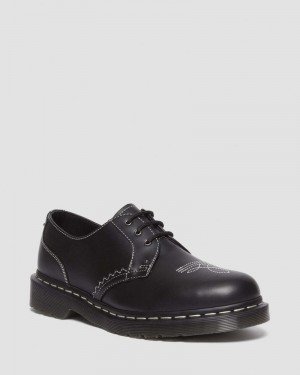 Dr Doc Martens 1461 Gothic Americana Cuero Oxford Shoes (Wanama) Negros | VR14-L3OU