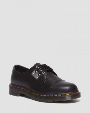 Dr Doc Martens 1461 Puntera Plate Lunar Cuero Oxford Shoes (Milled Nappa) Negros | XH03-Z8EM