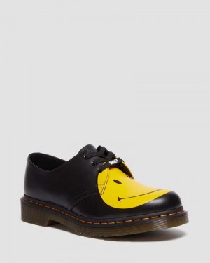 Dr Doc Martens 1461 Smiley Smooth Cuero Oxford Shoes (Smooth Cuero) Negros | PR19-O7NJ