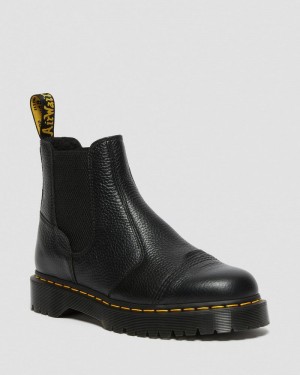 Dr Doc Martens 2976 Bex Fleece-Forro Plataforma Chelsea Boots (Milled Nappa) Negros | WI58-U3QJ