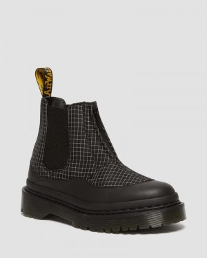 Dr Doc Martens 2976 Bex Ripstop Grid Chelsea Boots (Sorento+Grip Ripstop) Black/Black/White | VS29-W2NF