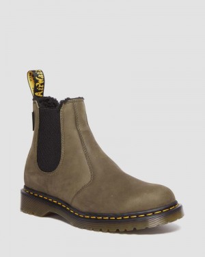 Dr Doc Martens 2976 Fleece Forro Cuero Chelsea Boots (Archive Pull Up) Verde Oliva | DP80-T2UU