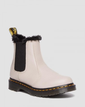 Dr Doc Martens 2976 Leonore Faux Fur-Forro Virginia Cuero Chelsea Boots (Virginia) Vintage Taupe | LD45-H7RP