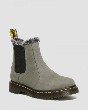 Dr Doc Martens 2976 Leonore Faux Fur Forro Nubuck Chelsea Boots (Milled Nubuck Wp) Grises | XB33-P3WP