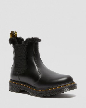 Dr Doc Martens 2976 Leonore Faux Fur Forro Chelsea Boots (Atlas) Grises Oscuro | TF83-G7XI