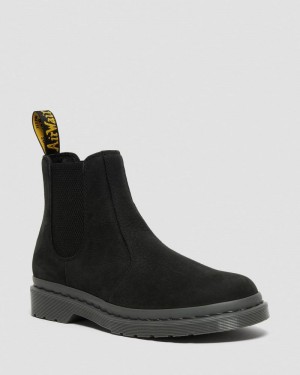 Dr Doc Martens 2976 Mono Milled Nubuck Cuero Chelsea Boots (Milled Nubuck Wp) Negros | ZB97-X5HG