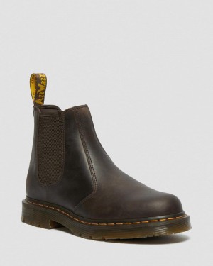 Dr Doc Martens 2976 Slip Resistant Cuero Chelsea Boots (Crazy Horse) Marrom Oscuro | AR27-C1OL