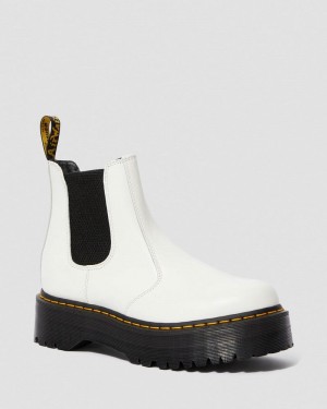 Dr Doc Martens 2976 Smooth Cuero Plataforma Chelsea Boots (Smooth Cuero) Blancos | OE23-N3IB