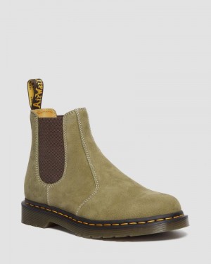 Dr Doc Martens 2976 Tumbled Nubuck Cuero Chelsea Boots (Tumbled Nubuck) Verde Oliva | NM75-X1EJ