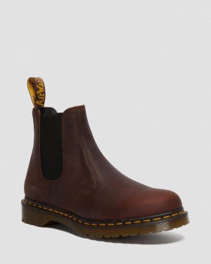 Dr Doc Martens 2976 Waxed Full Grain Cuero Chelsea Boots (Waxed Full Grain) Chestnut | GY81-T0LY