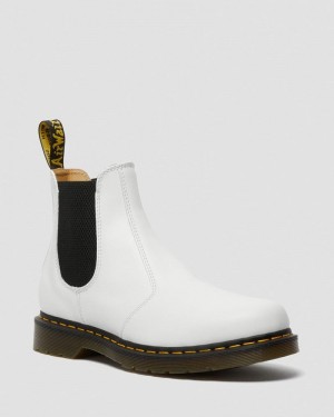 Dr Doc Martens 2976 Yellow Stitch Smooth Cuero Chelsea Boots (Smooth Cuero) Blancos | SJ05-R1CX