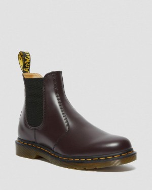 Dr Doc Martens 2976 Yellow Stitch Smooth Cuero Chelsea Boots (Smooth Cuero) Vino | KM34-A0RX