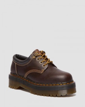 Dr Doc Martens 8053 Arc Crazy Horse Cuero Plataforma Casuales Shoes (Crazy Horse) Marrom Oscuro | XC19-O5VX