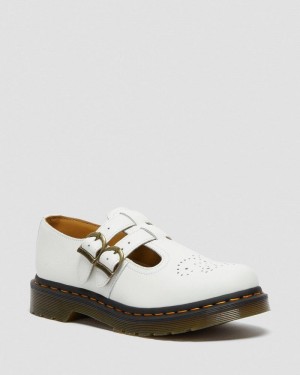 Dr Doc Martens 8065 Smooth Cuero Mary Jane Shoes (Smooth Cuero) Blancos | PQ56-Q5OX