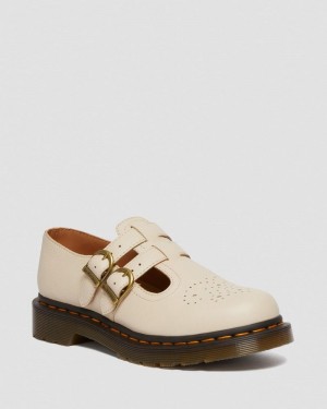 Dr Doc Martens 8065 Virginia Cuero Mary Jane Shoes (Virginia) Beige | NX67-V0RM