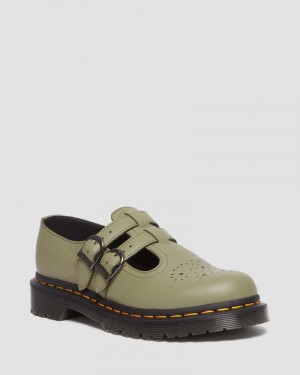 Dr Doc Martens 8065 Virginia Cuero Mary Jane Shoes (Virginia) Verde Oliva | MD31-A2AU