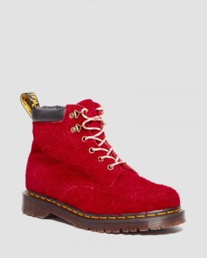 Dr Doc Martens 939 Ben Gamuza Acolchado Collar Encaje Up Boots (Long Napped Gamuza) Rojos | BE99-I2RR