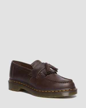 Dr Doc Martens Adrian Crazy Horse Cuero Tassel Loafers (Crazy Horse) Marrom Oscuro | UN44-D4SC